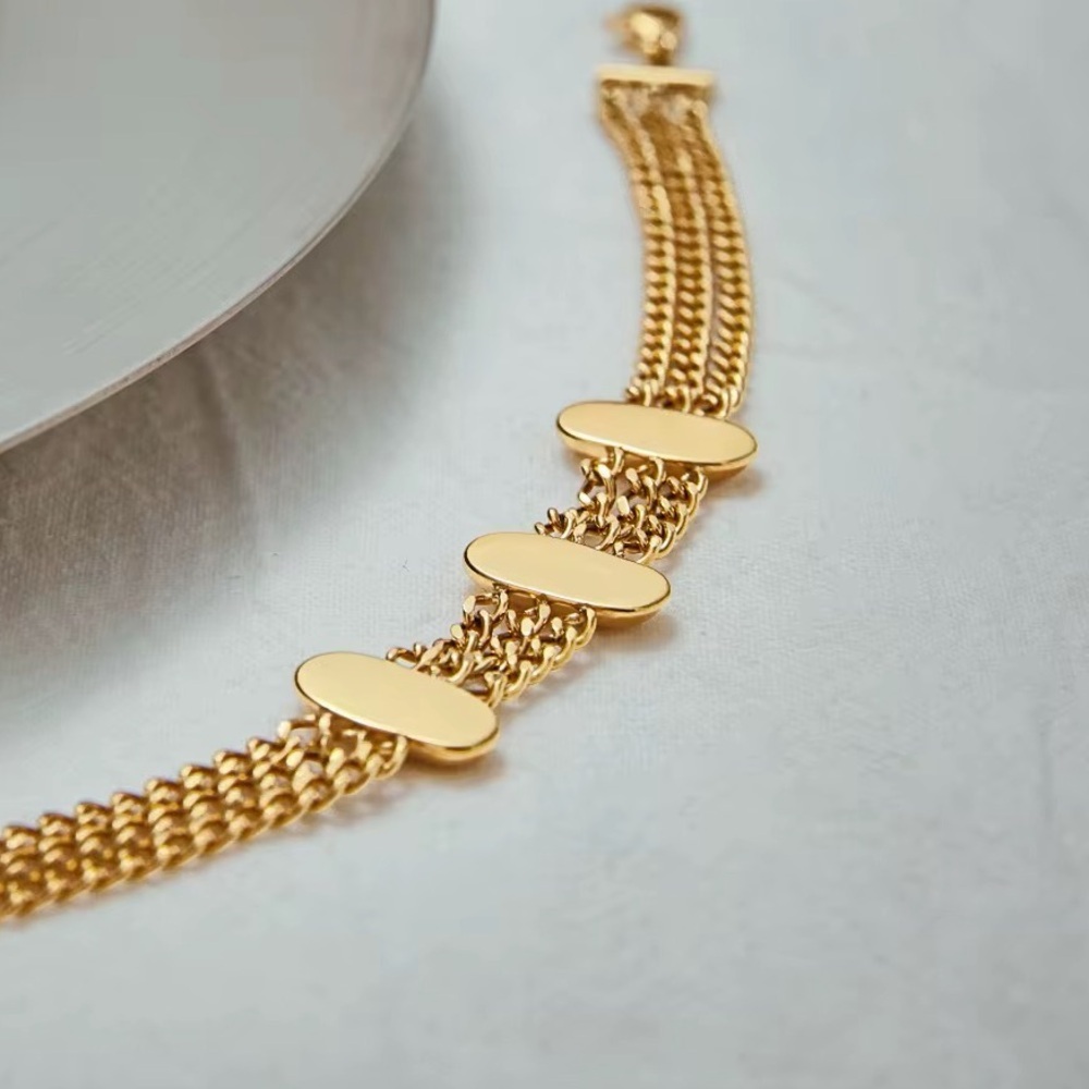 18K Gold Plated Multi Layer Cuban link Bracelet - Picture 5 of 8